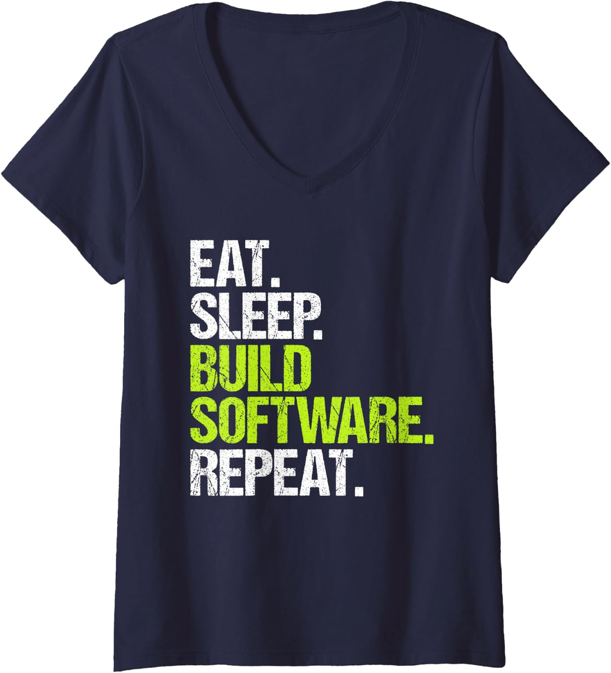 Women's Build Engineer Eat Sleep Routine V-Neck T-Shirt - Navy Blue