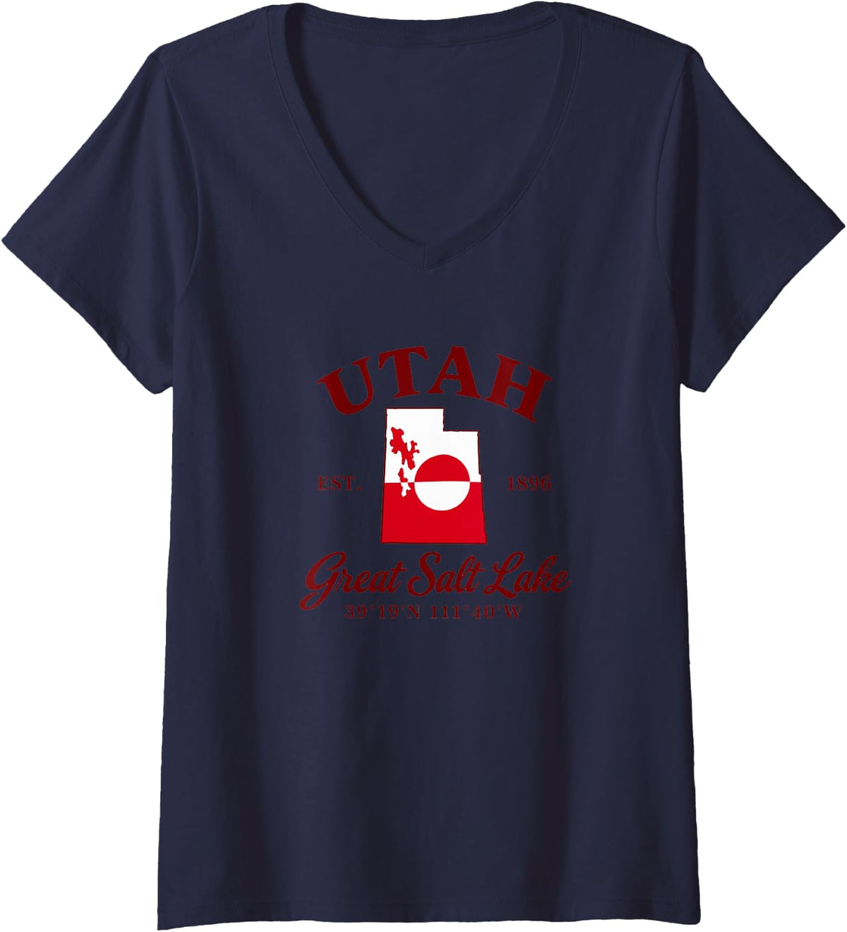 Women's Utah State Souvenir Travel Reminder Women Men Girl V-Neck T-Shirt - Navy Blue