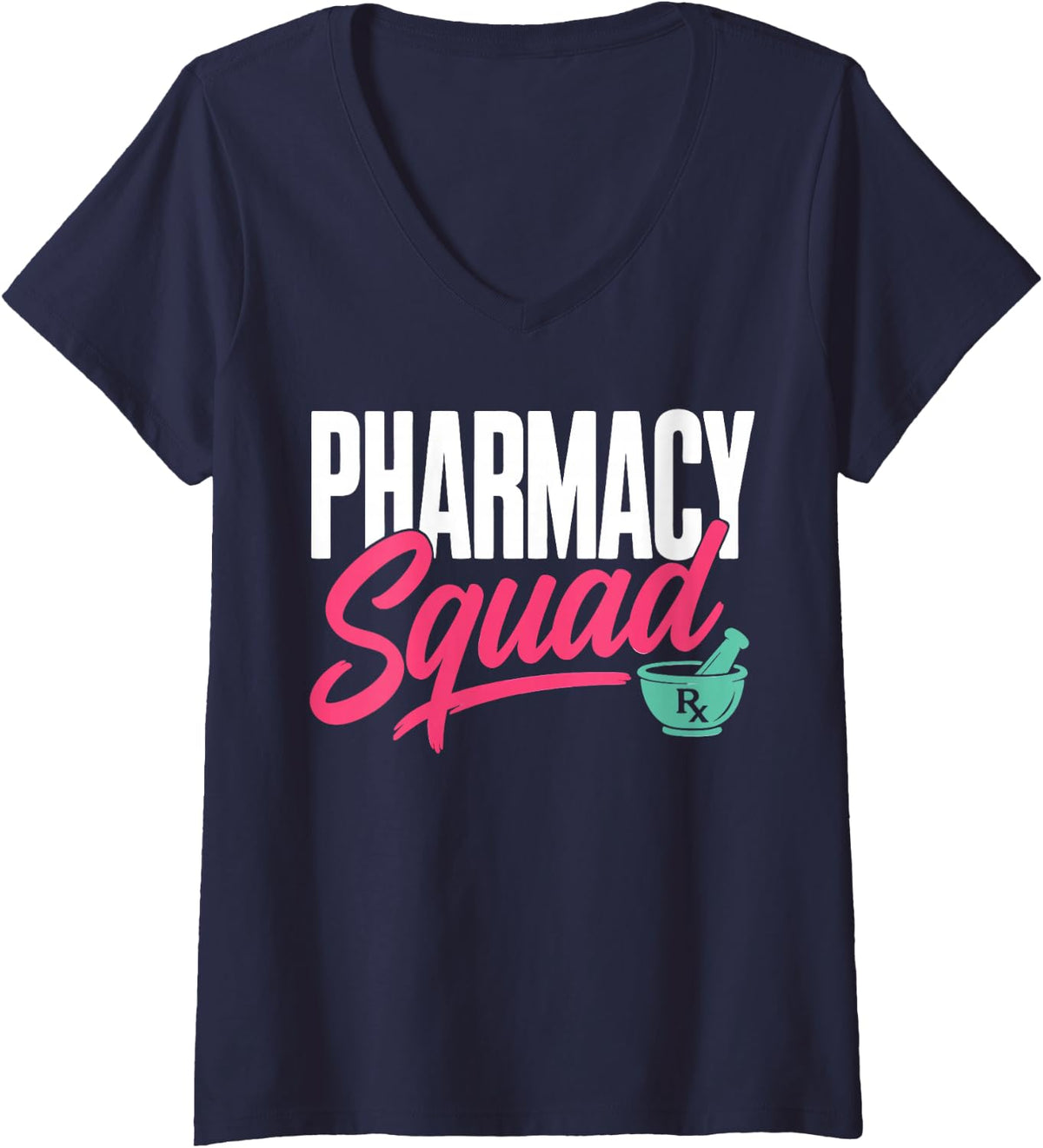 Women's Pharmacy Technician Rx Tech Pharmacist Team Pharmacy Squad V-Neck T-Shirt - Navy Blue