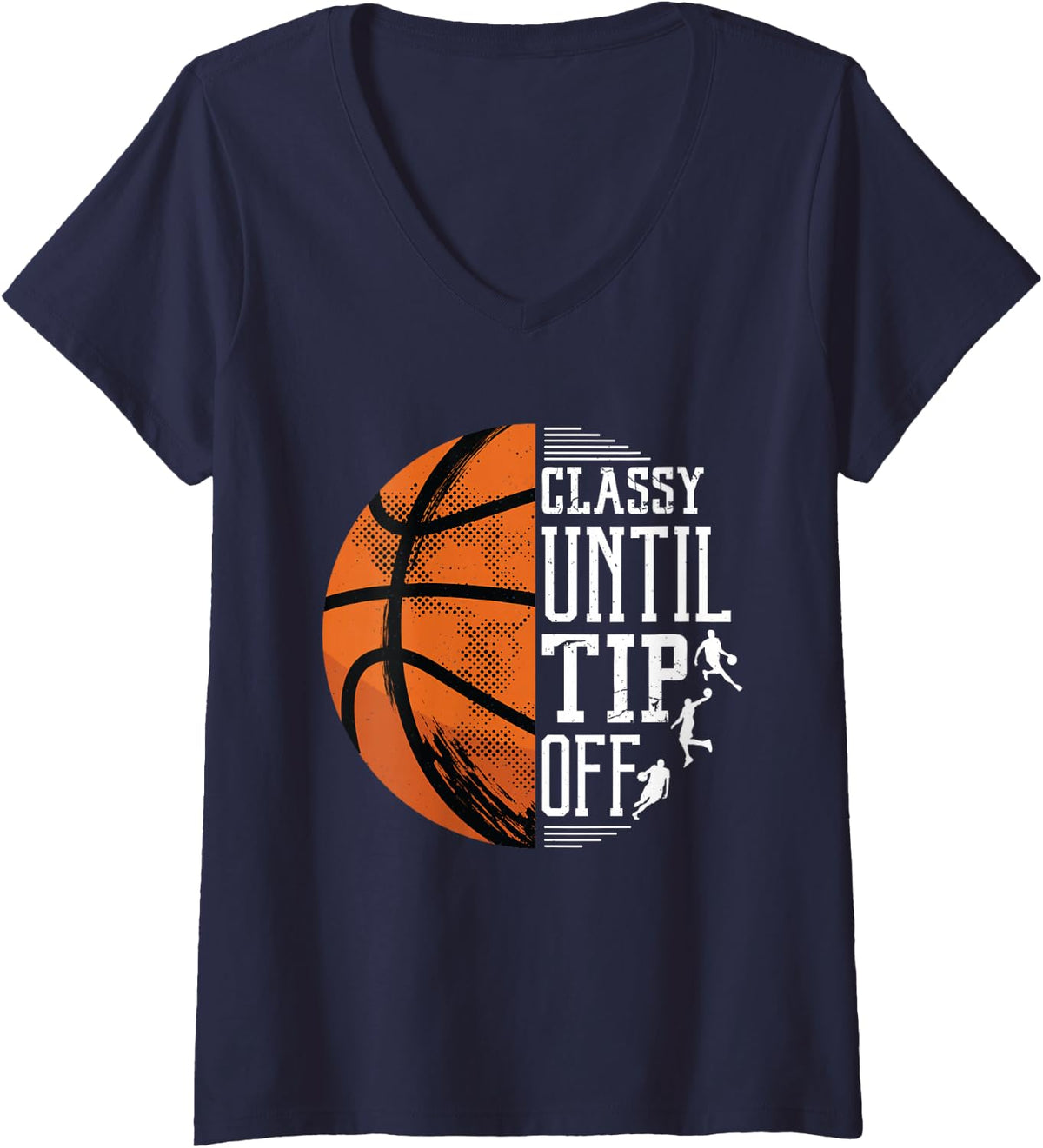Women's Classy Until Tip Off V-Neck T-Shirt - Navy Blue