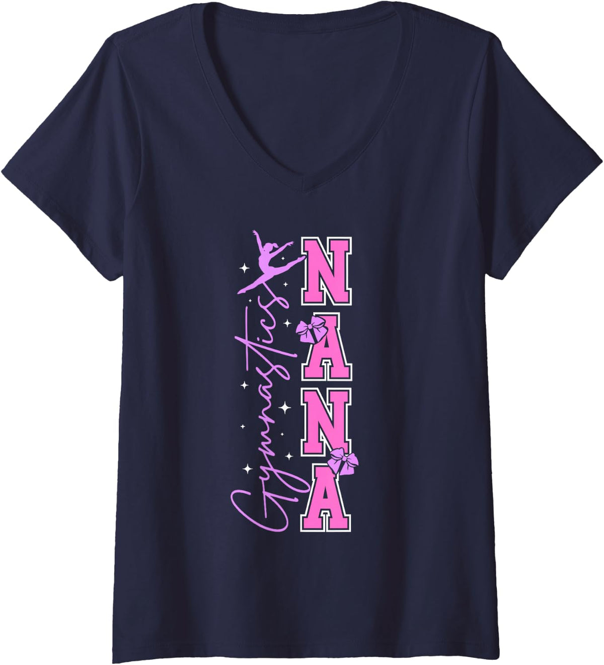 Women's Gymnastics Nana of A Gymnast Nana Grandma V-Neck T-Shirt - Navy Blue