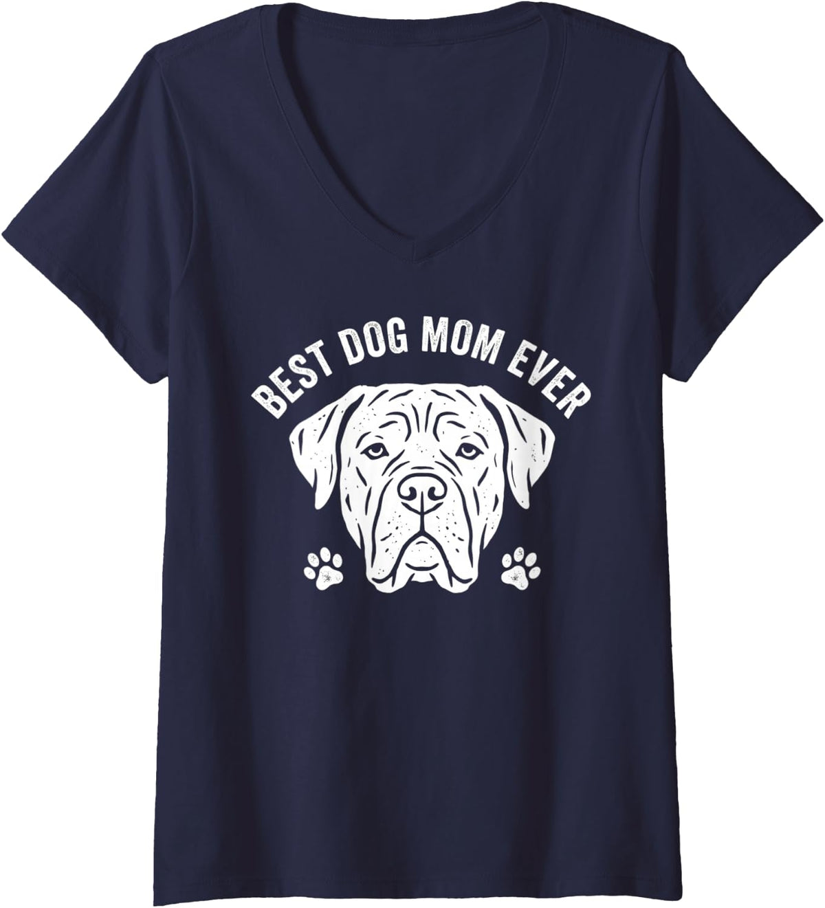 Women's Cane Corso MOM Proud Love Best Ever Owner Puppy Lover V-Neck T-Shirt - Navy Blue