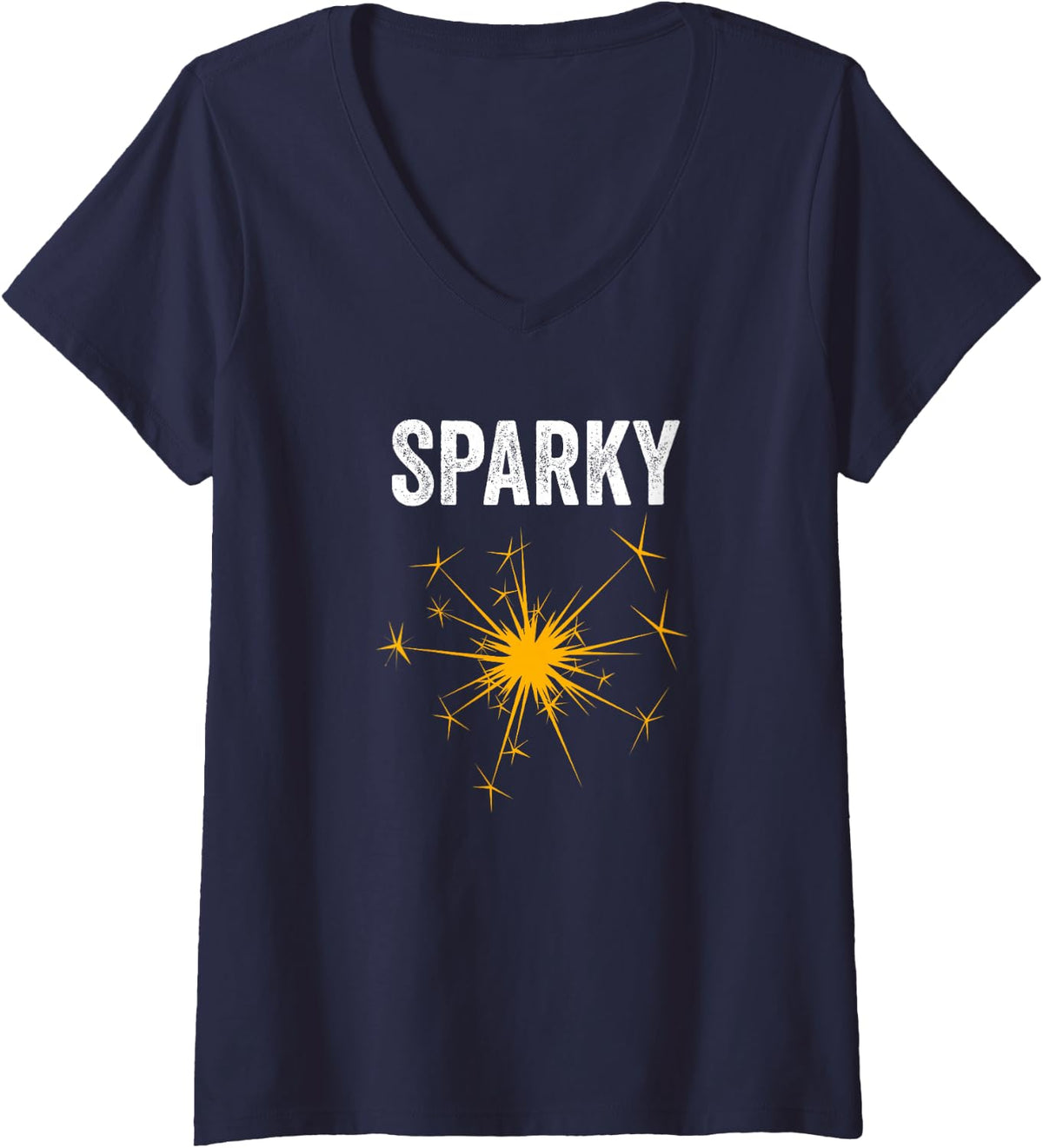 Women's Electric Current Blow Sparks V-Neck T-Shirt - Navy Blue