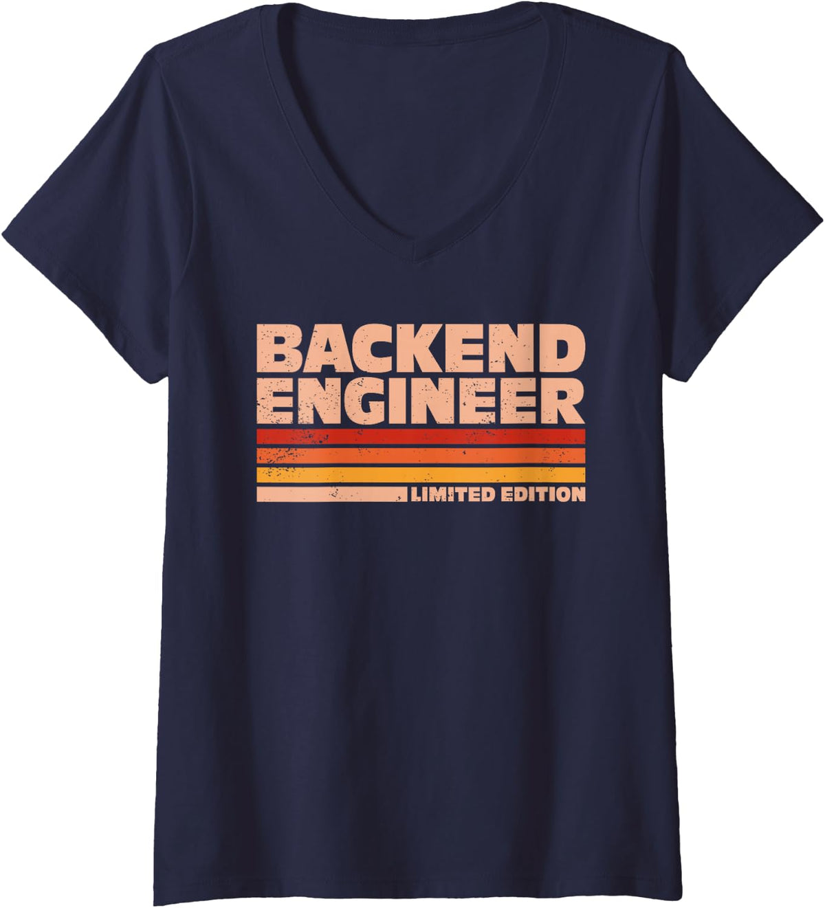 Women's Backend Engineer Retro Sunrise V-Neck T-Shirt - Navy Blue