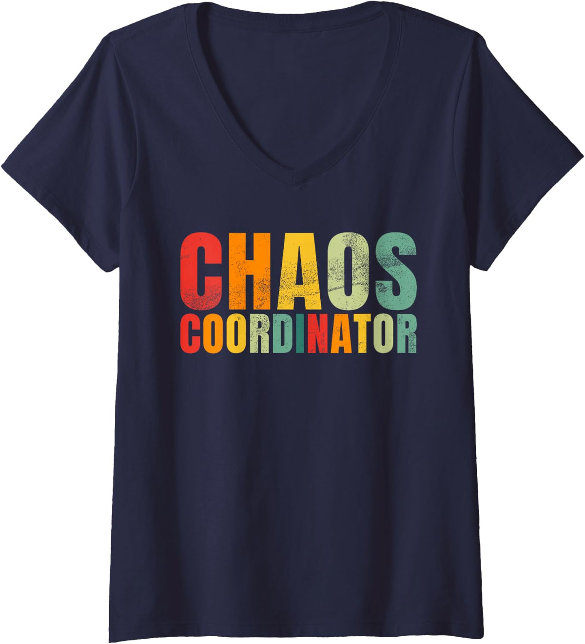 Womens Chaos Coordinator Organizer V-Neck T-Shirt - Navy Blue