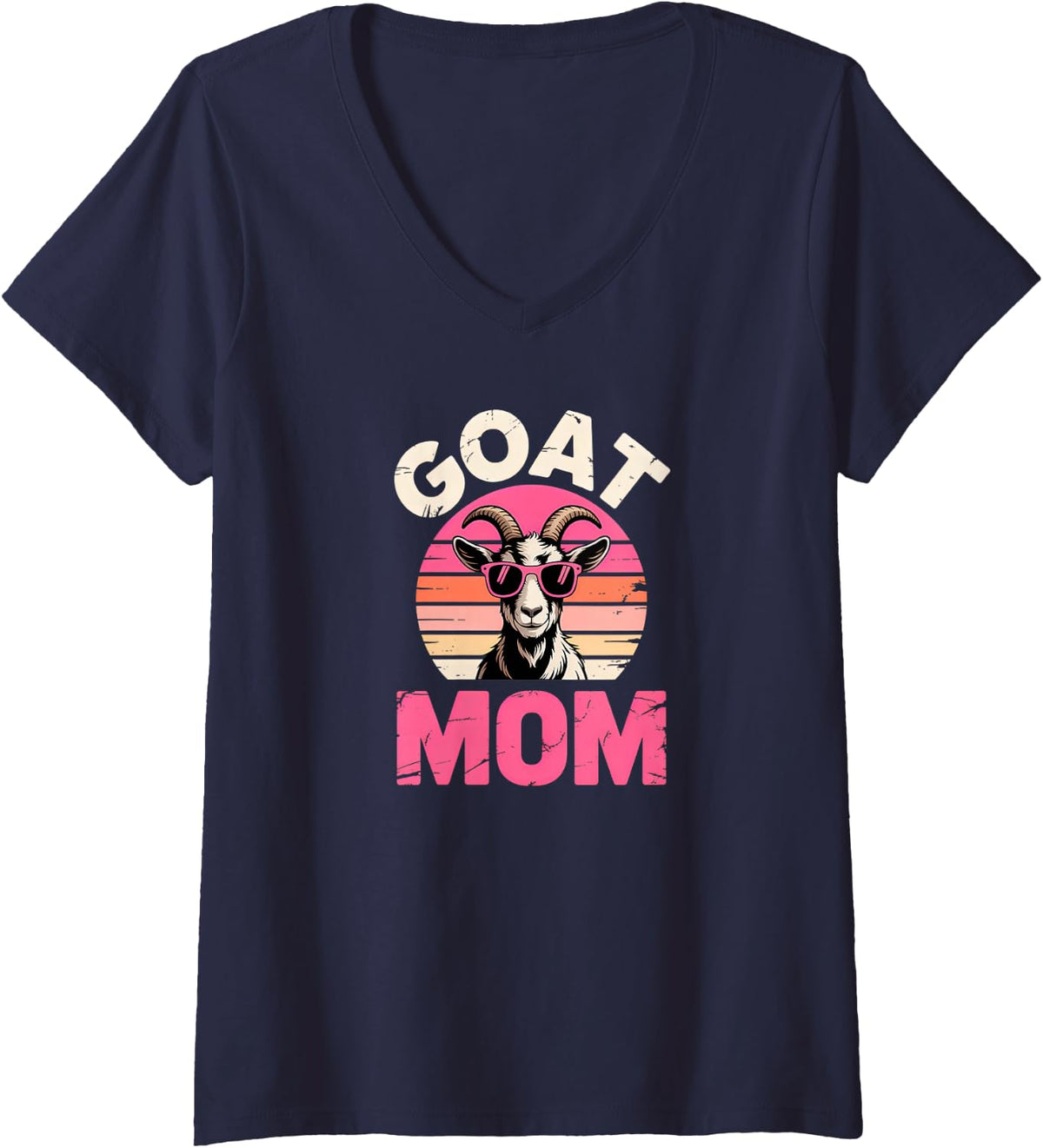 Women's Goat Mom V-Neck T-Shirt - Navy Blue