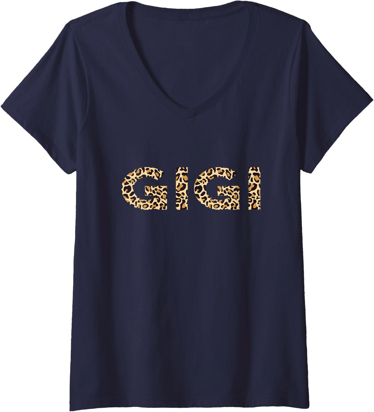 Womens Gigi Leopard For Women Grandma Christmas Mother's Day V-Neck T-Shirt - Navy Blue