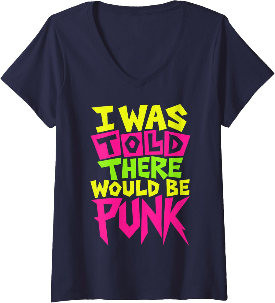 Women's Punk Rock Lover Alternative Music V-Neck T-Shirt - Navy Blue