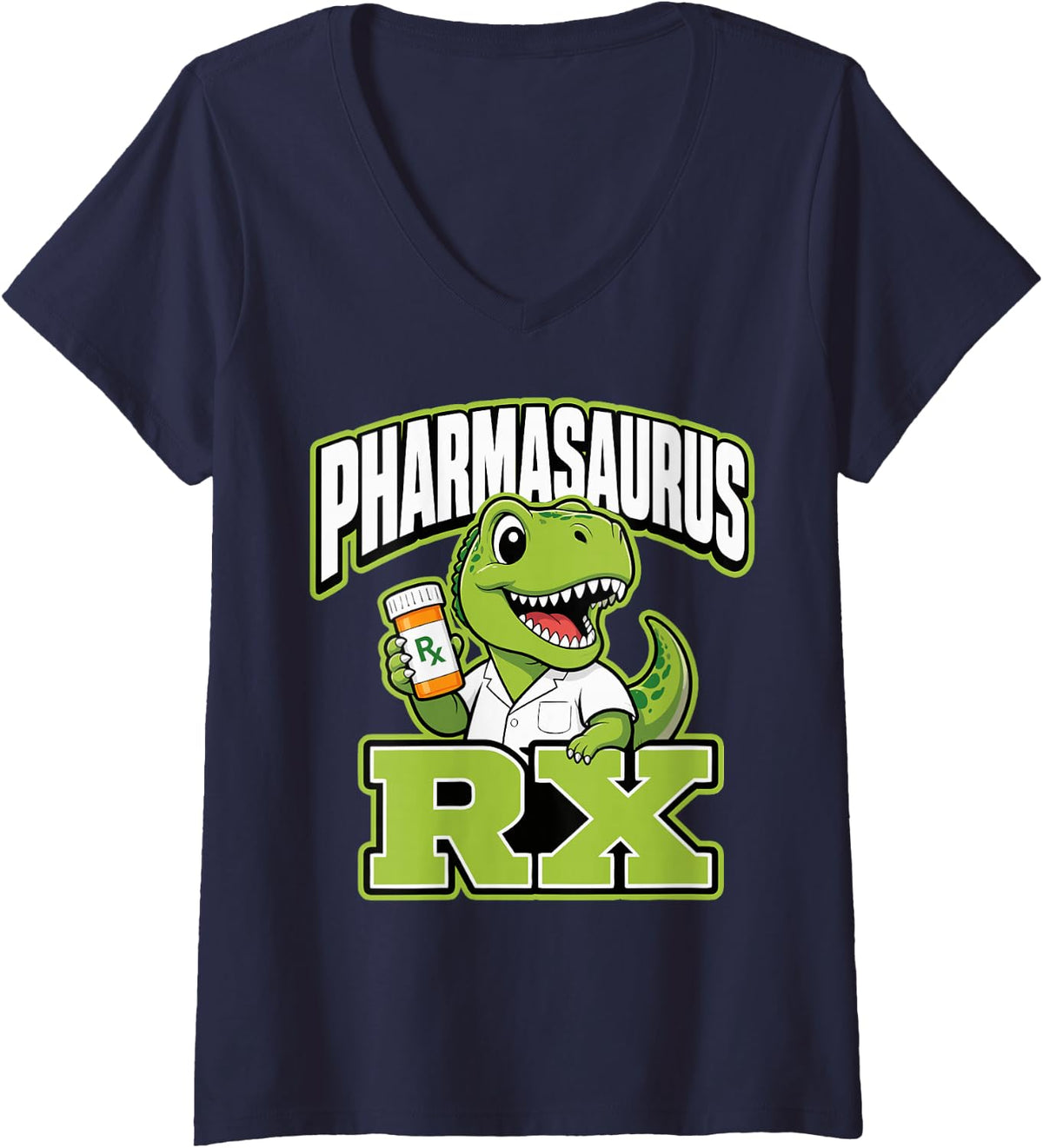 Women's Pharmacy Technician Humor Rx Tech Pharmacy V-Neck T-Shirt - Navy Blue