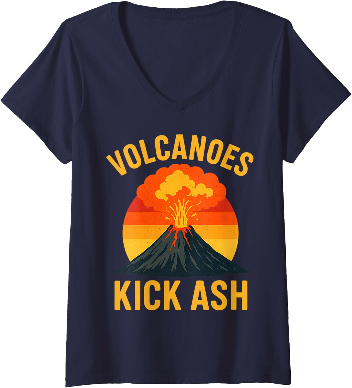 Women's Cool Volcano for Men Women Kids Volcanic Ash Volcano Lover V-Neck T-Shirt - Navy Blue