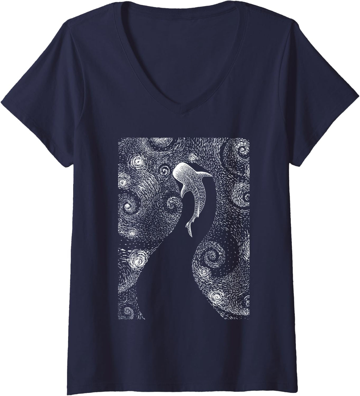 Womens Diving With Whale Sharks Whale Shark V-Neck T-Shirt - Navy Blue