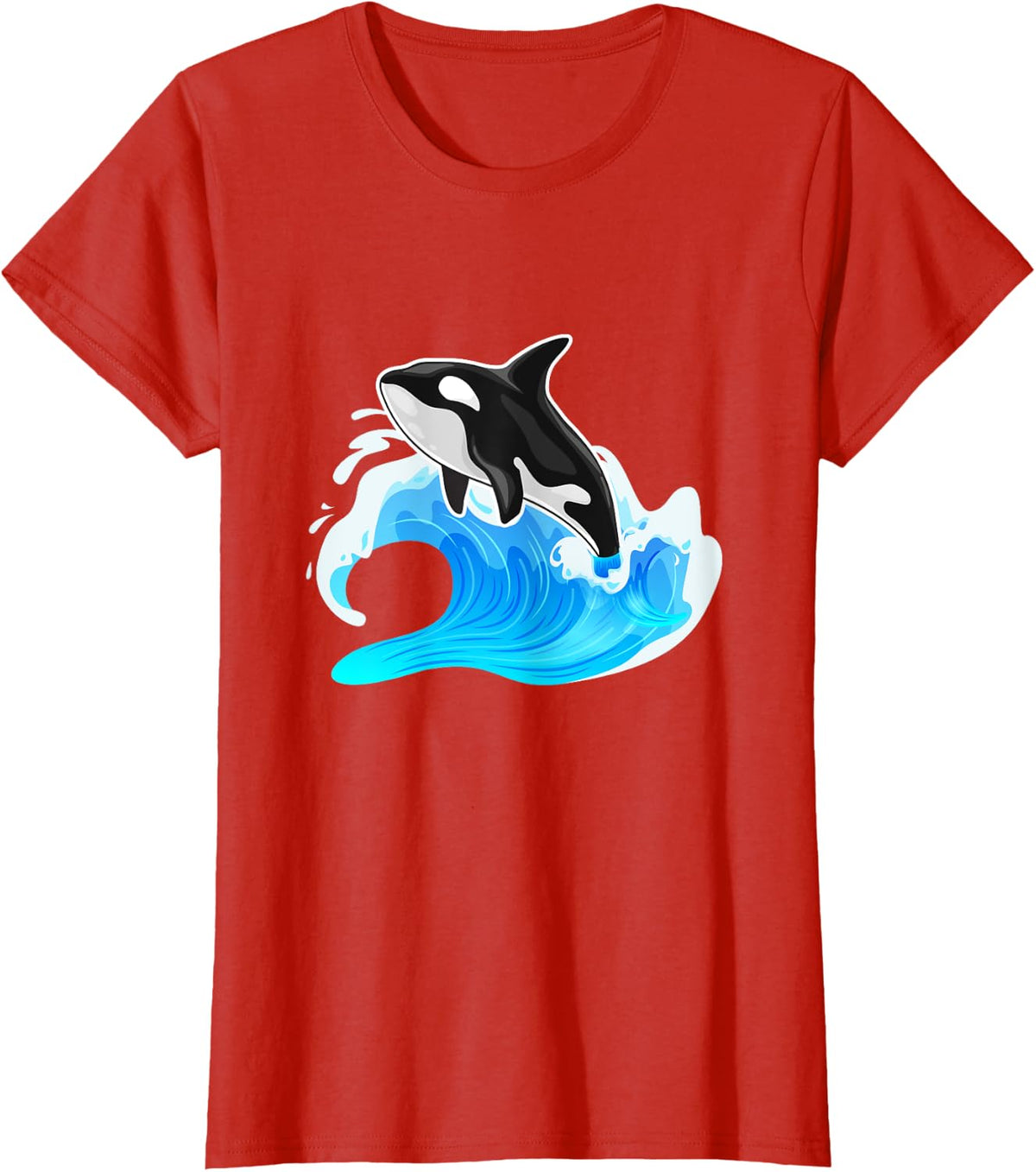 Orca Whale Sea Ocean Wave T-Shirt - Red