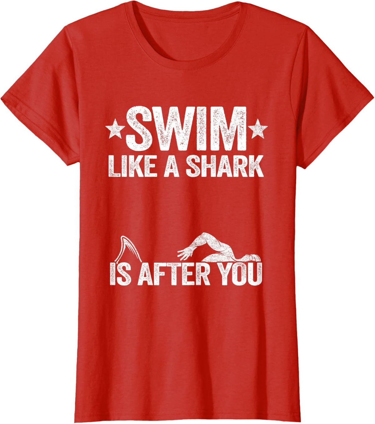 Swim Like A Shark Is After You Swimming Team Funny Swimming T-Shirt - Red