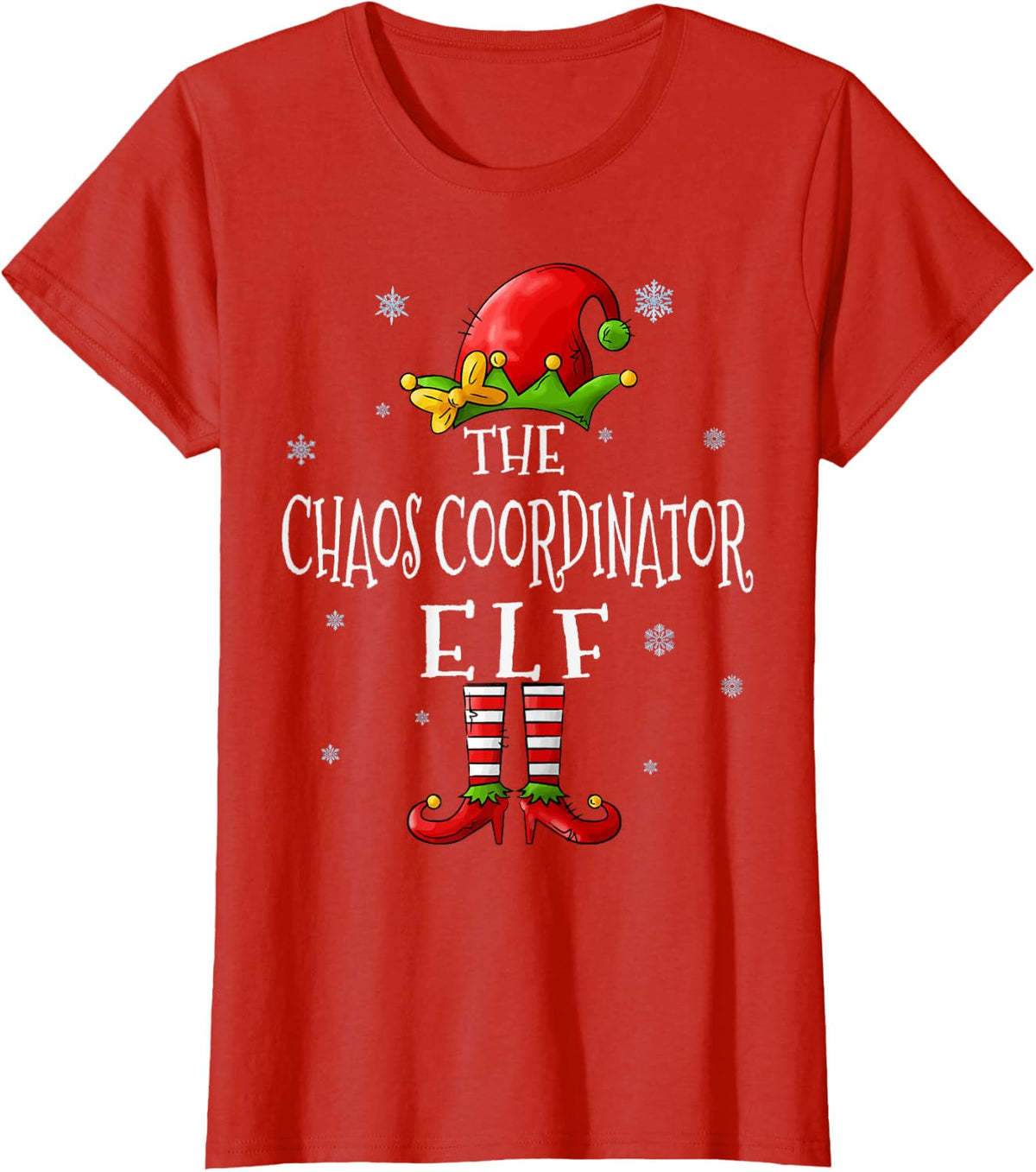 The Chaos Coordinator Elf Squad Funny Matching Christmas T-Shirt - Red