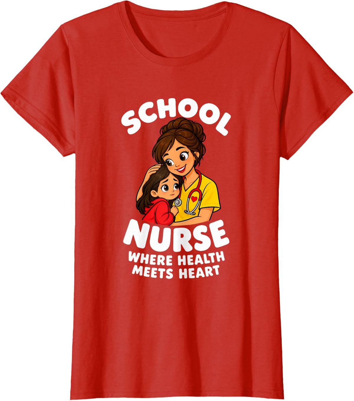 School Nurse Where Health Meets Heart T-Shirt - Red