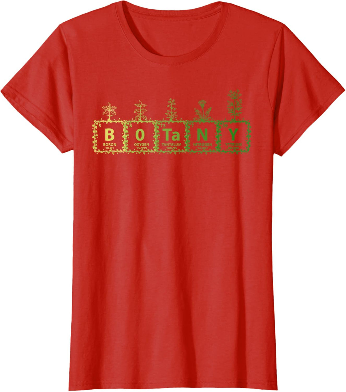 Botany Periodic Table Science Gardening Botanist T-Shirt - Red