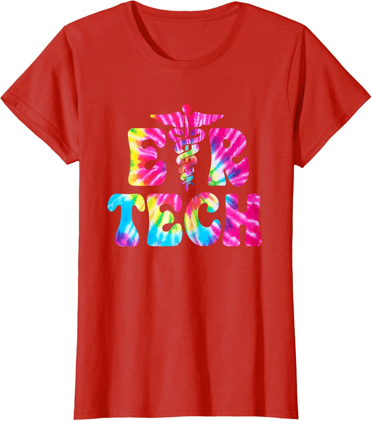 Emergency Room Technician Tie Dye ER Tech Nurse Technologist T-Shirt - Red