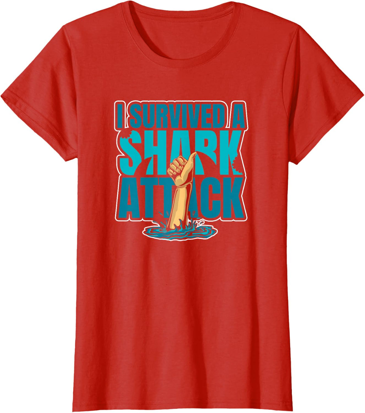 I Survived A Shark Attack Whale Hammerhead White Lover Shark T-Shirt - Red