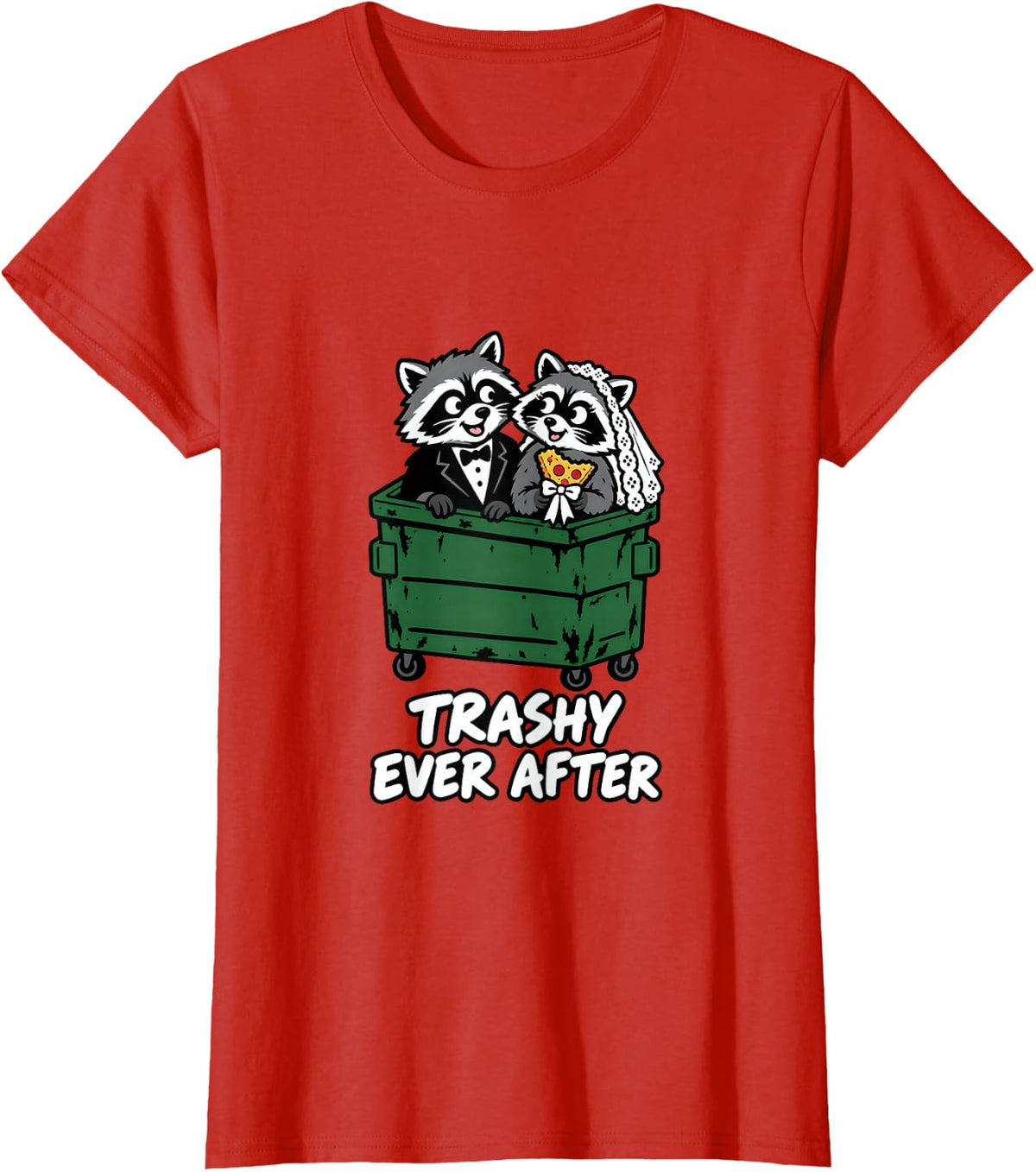 Trashy Ever After Halloween Raccoon Couple T-Shirt - Red