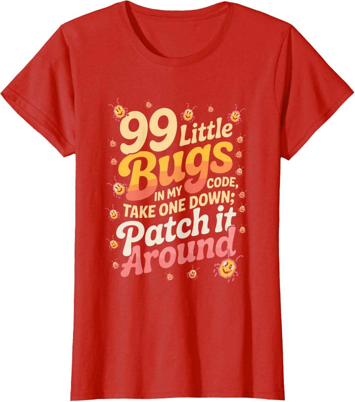 Funny Coding Bugs Developer Terminal Meme T-Shirt - Red