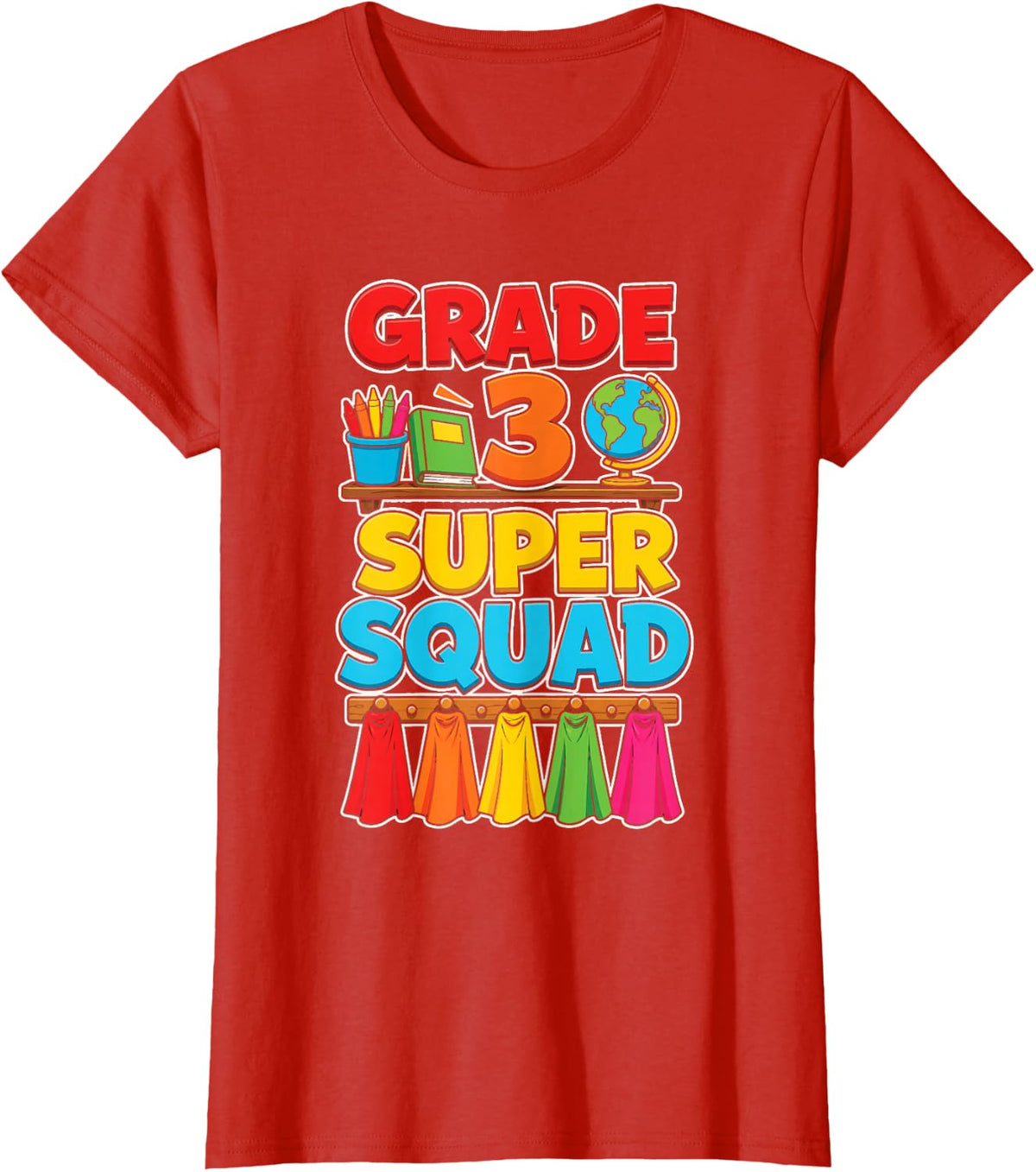 3rd Grade Super Squad Matching Elementary School Class T-Shirt - Red