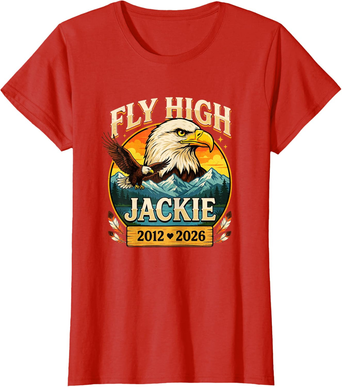 Fly High Jackie, Big Bear Jackie and Shadow Bald Eagle T-Shirt - Red