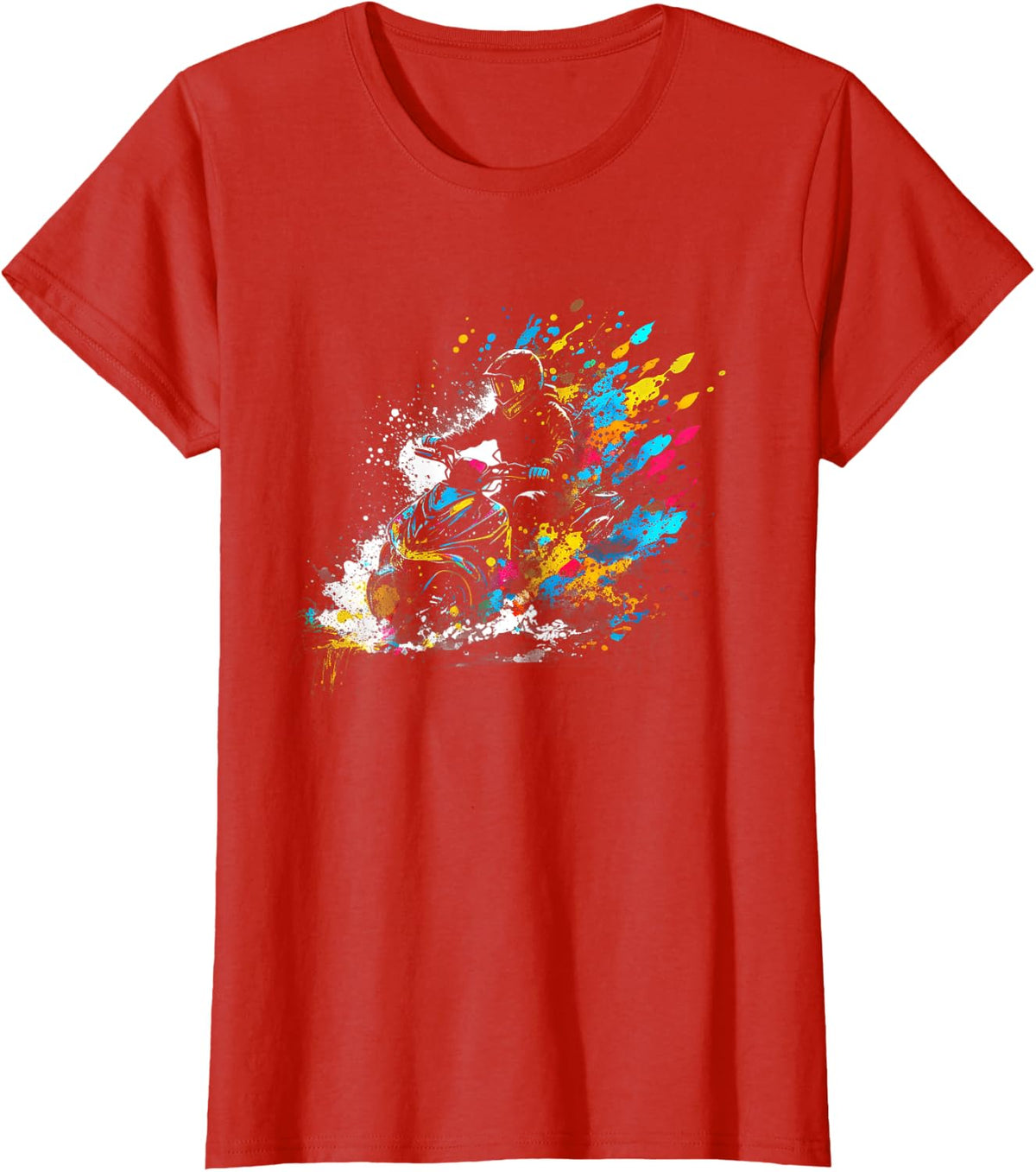 Splash Art Snowmobile Snow Machine Ski-Doo Snowmobiles T-Shirt - Red