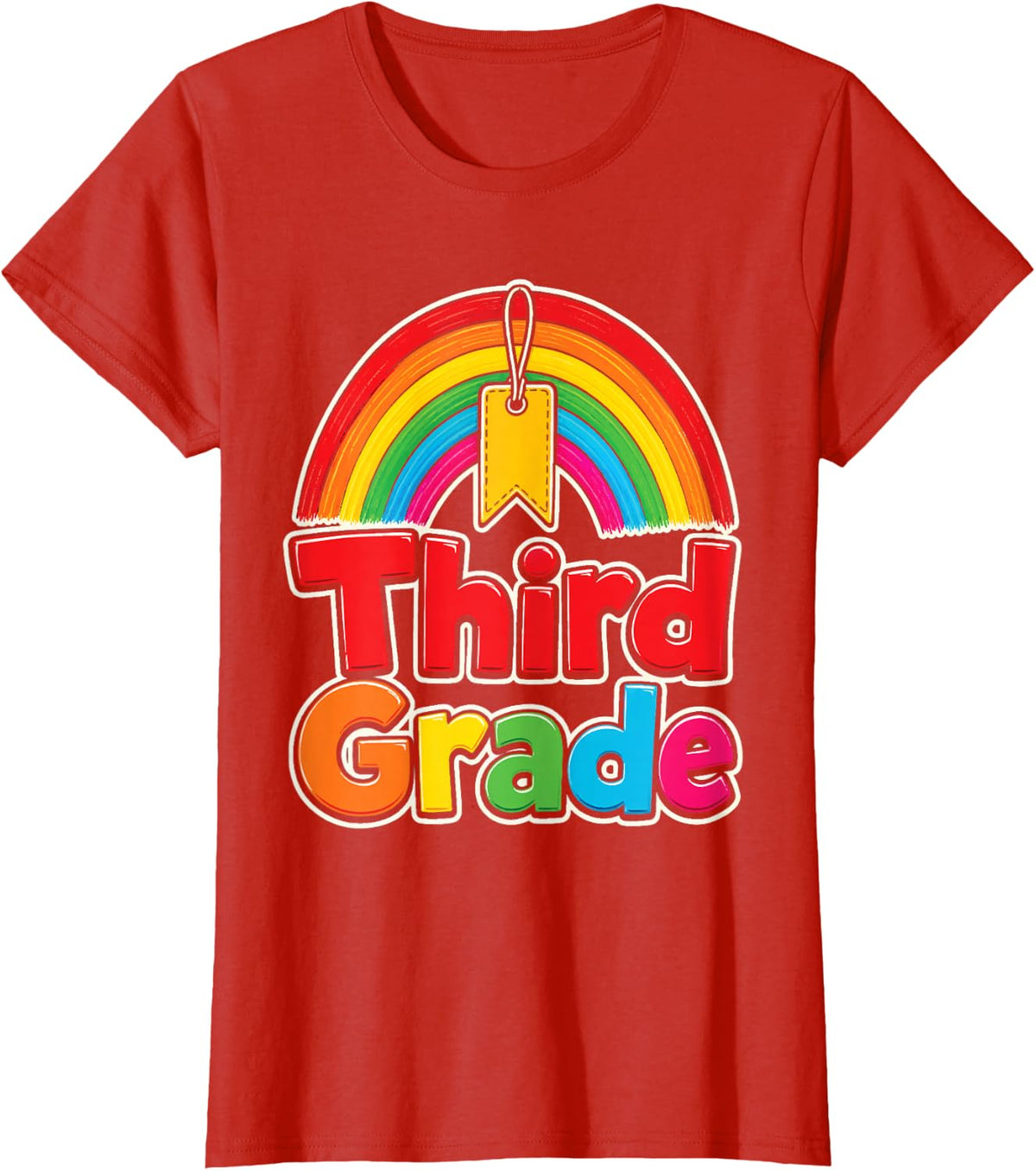 3rd Grade Third Rainbow Banner Elementary First Day Kids T-Shirt - Red