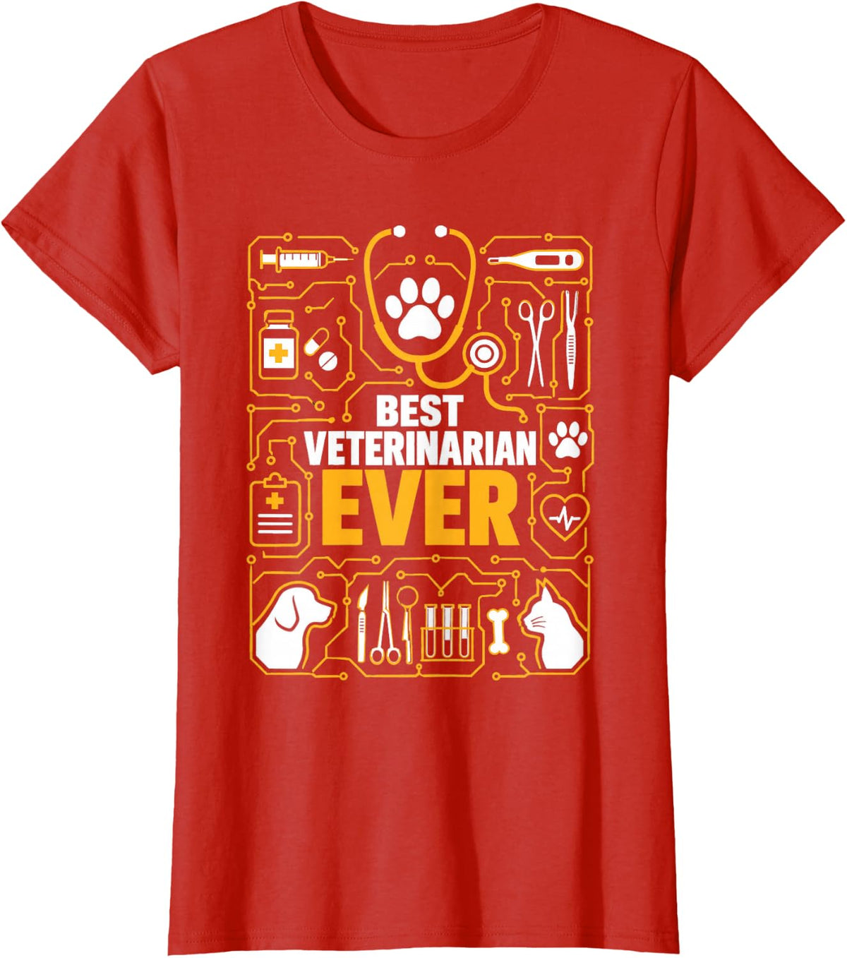 Best Veterinarian Ever Vet Tech Professional T-Shirt - Red