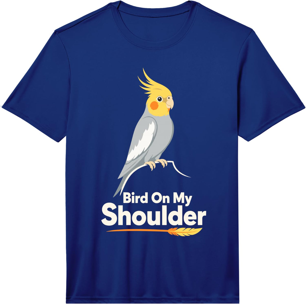 Men's Bird On My Shoulder Cockatiel Parrot Performance T-Shirt - Royal Blue