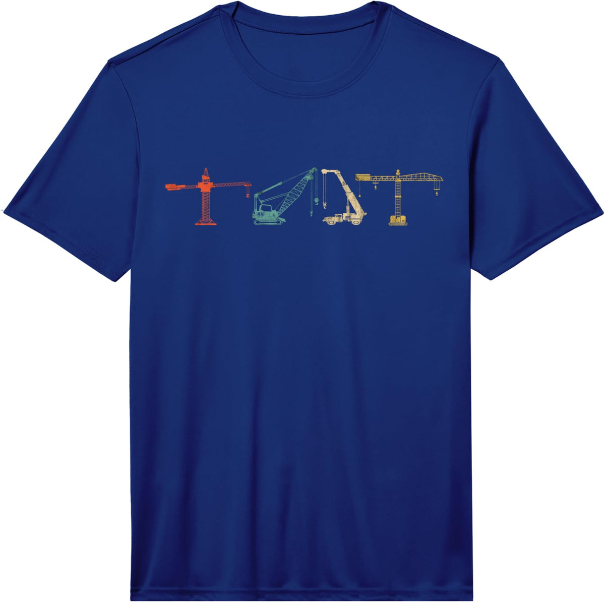 Heavy Equipment Operator Retro Crane Operator Crane Lover Performance T-Shirt - Royal Blue