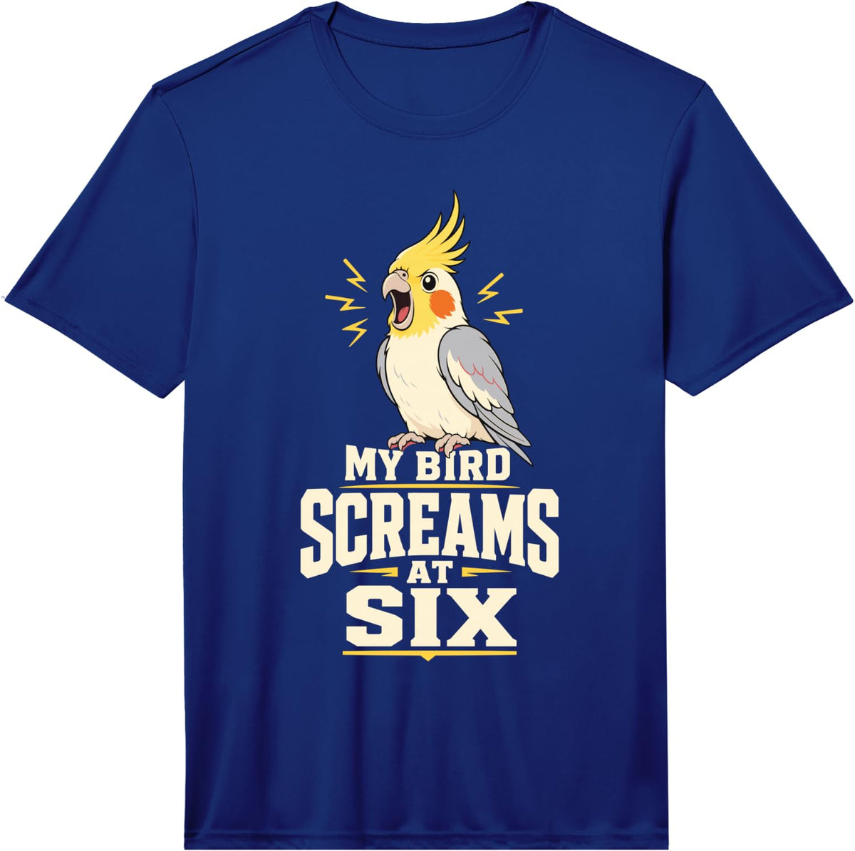 Men's My Bird Screams At Six Cockatiel Parrot Performance T-Shirt - Royal Blue