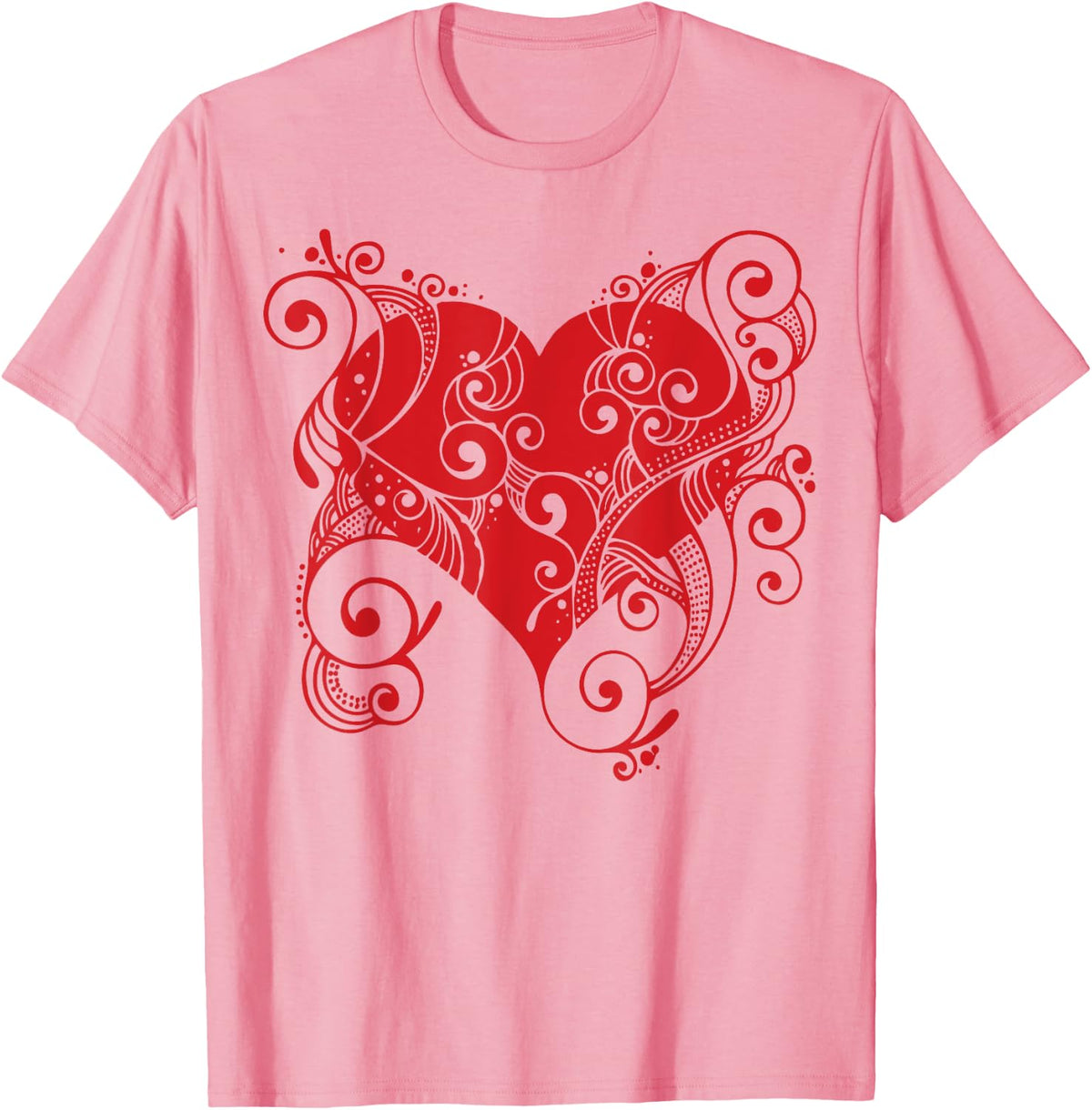 Beautiful Ornate Heart Celebrate Love and Valentine's Day T-Shirt - Pink