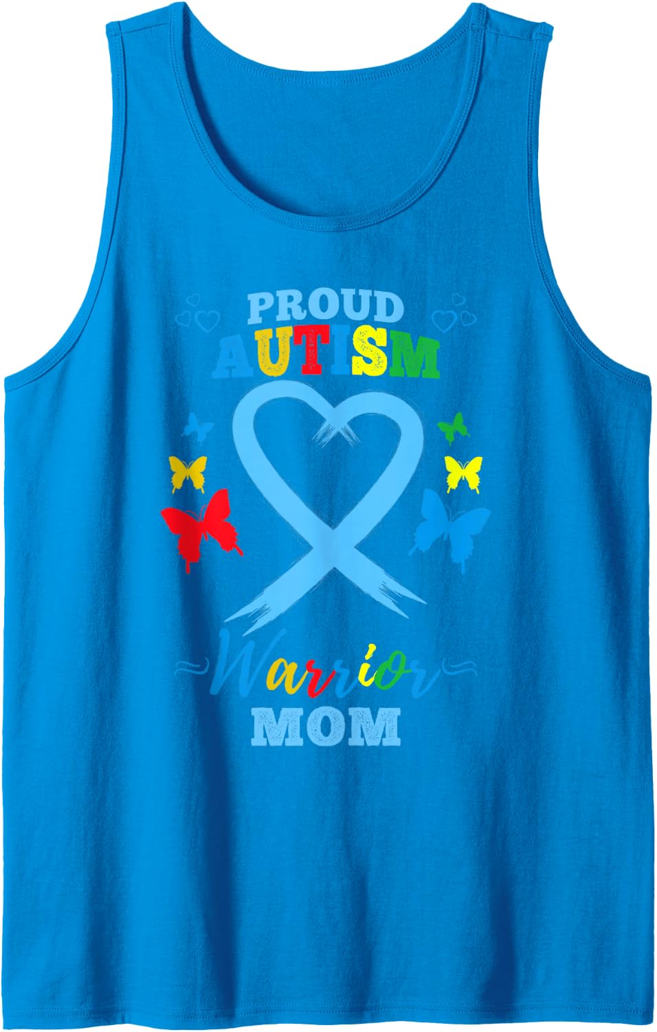 Proud Autism Warrior Mom Autism Awareness Sleeveless Tank Top - Sapphire Blue