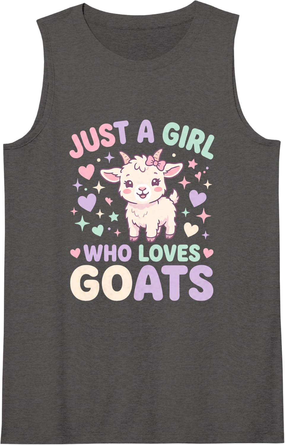 Women's Goat Farm Just a Girl Who Loves Goats Sleeveless Tank Top - Dark Heather Grey