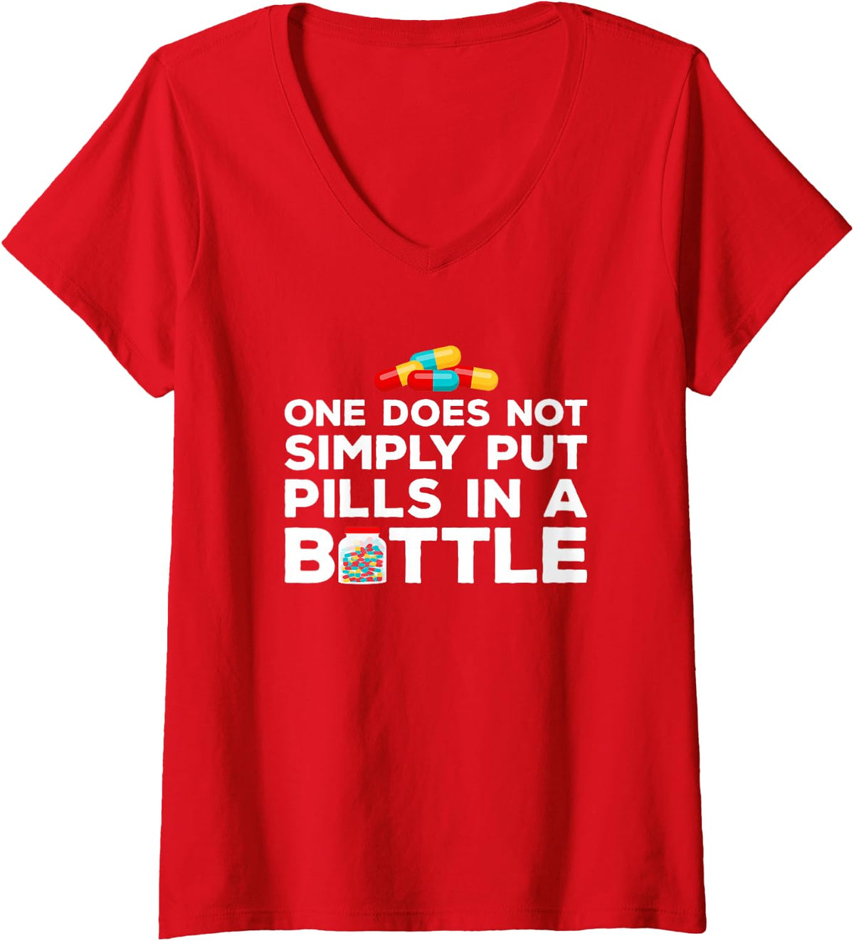 Women's Pharmacy Technician Funny Pills Pharmacist V-Neck T-Shirt - Red