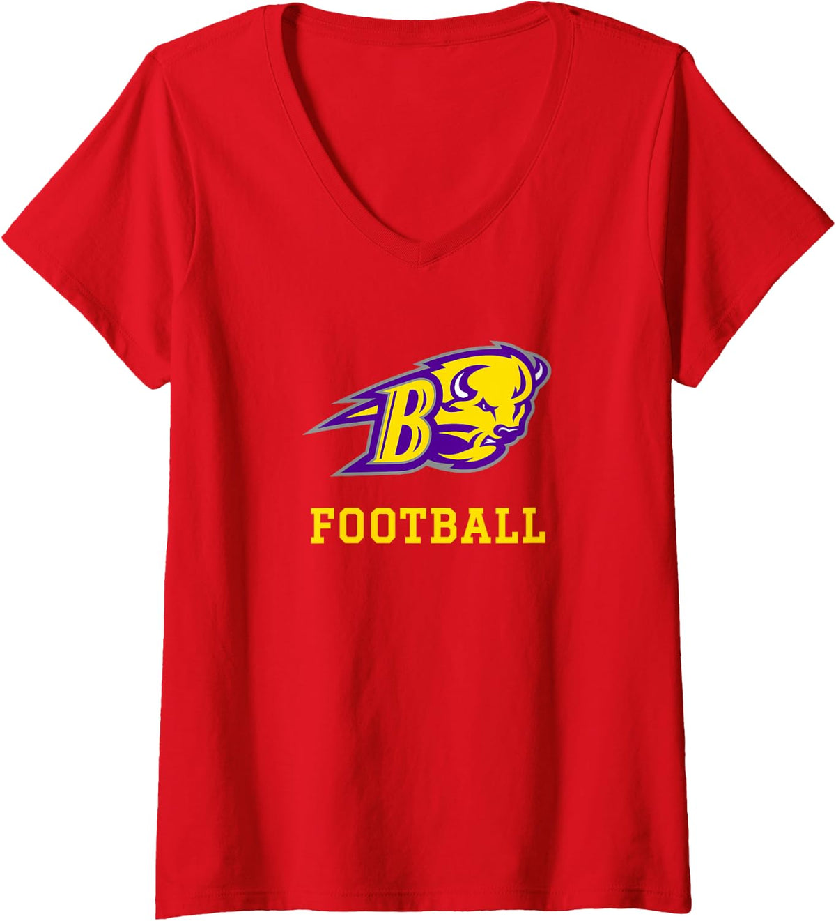 Women's Buffalo TX Logo Football V-Neck T-Shirt - Red