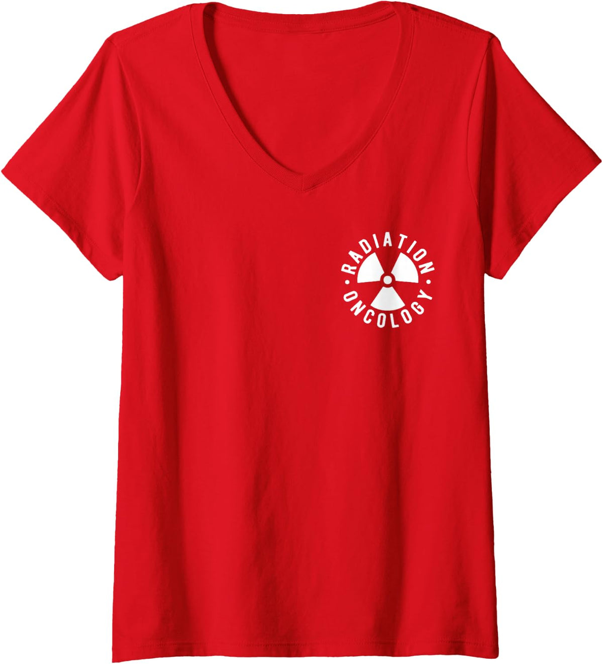 Women's Radiation Oncology Nurse Radiologic Technologist 2 Sided V-Neck T-Shirt - Red