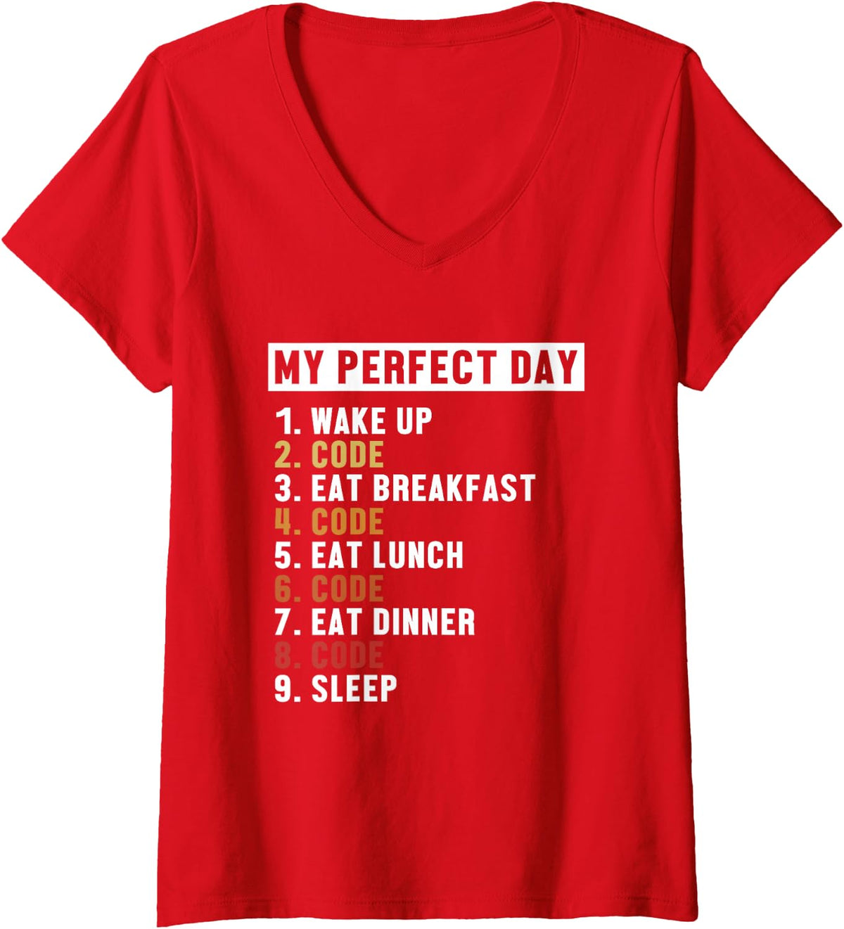 Women's Coding Perfect Day Developer Software Engineer Programmer V-Neck T-Shirt - Red