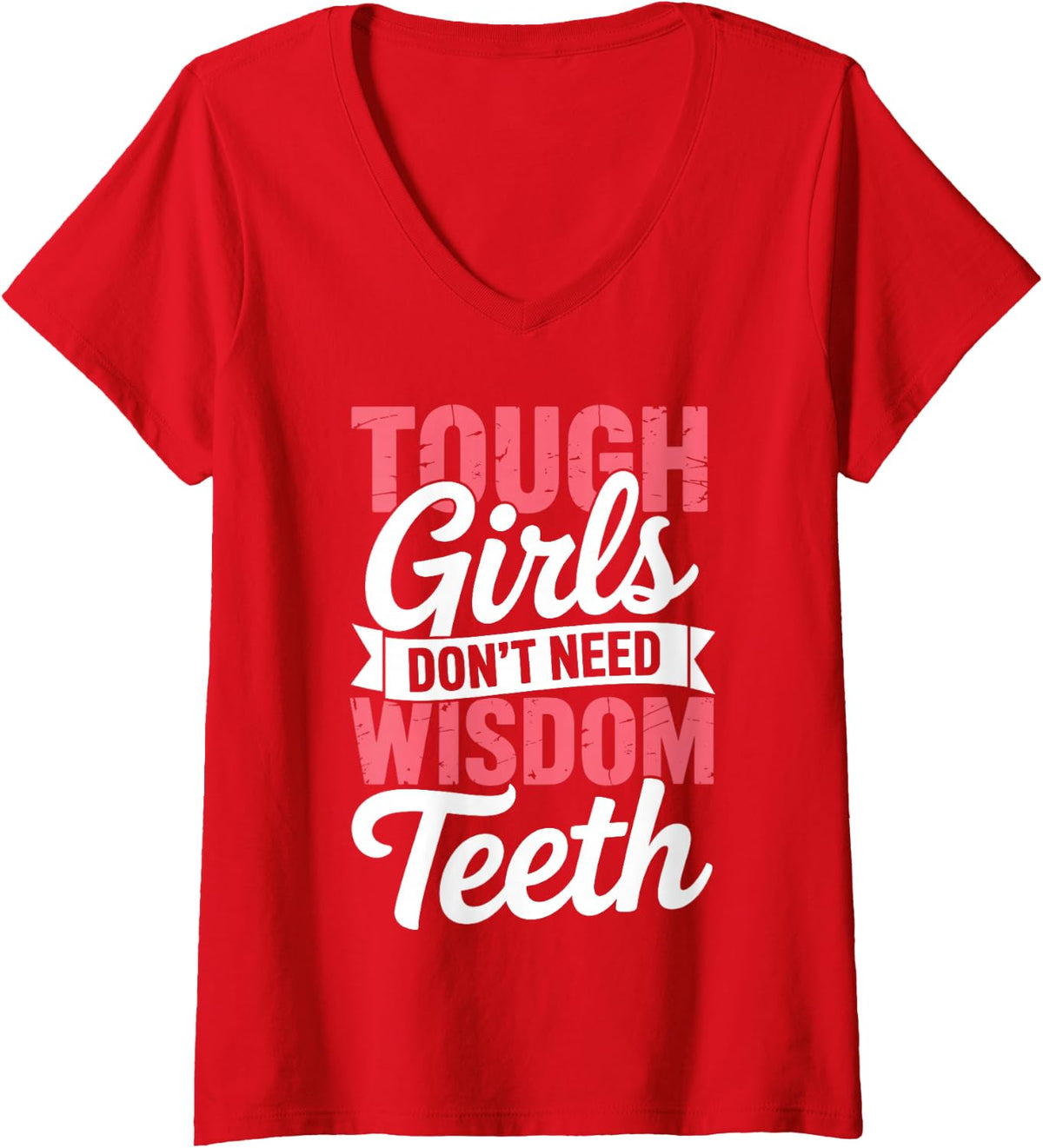 Women's Funny Wisdom Teeth Art for Women Girls Wisdom Tooth Surgery V-Neck T-Shirt - Red