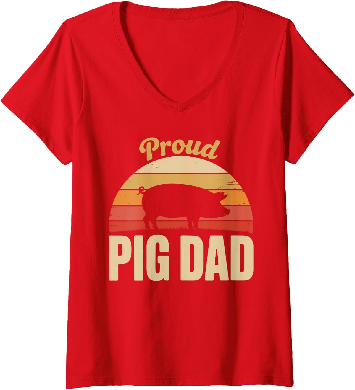 Women's Pig Dad Design for Men Boys Dad Father Farm Pig Dad V-Neck T-Shirt - Red
