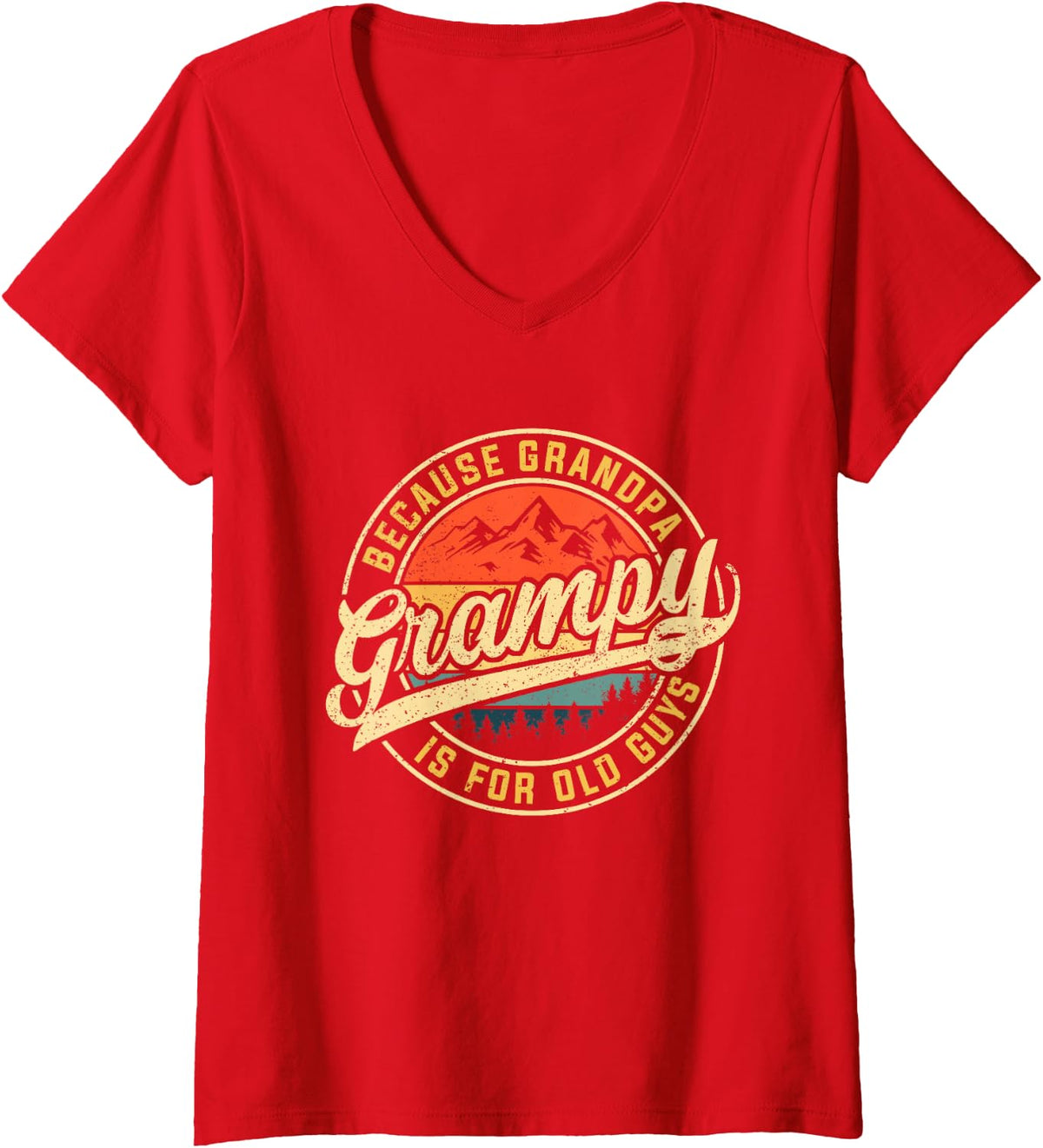 Women's Grampy Because Grandpa is for Old Guys Funny Father's Day V-Neck T-Shirt - Red