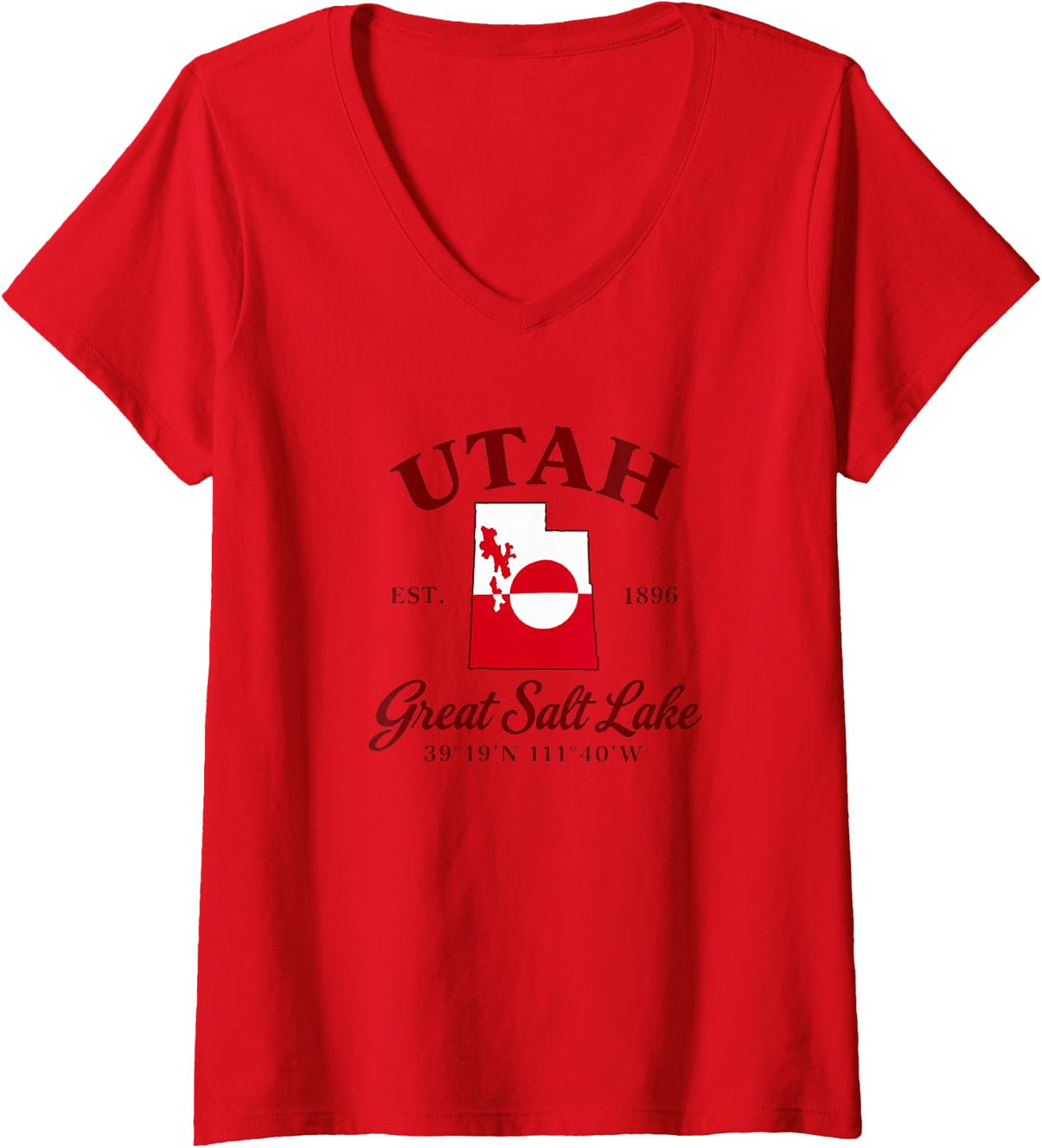 Women's Utah State Souvenir Travel Reminder Women Men Girl V-Neck T-Shirt - Red