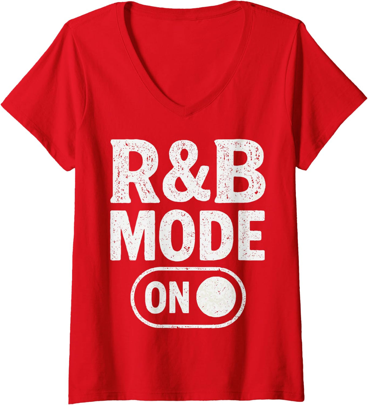 Womens R&B Mode On V-Neck T-Shirt - Red