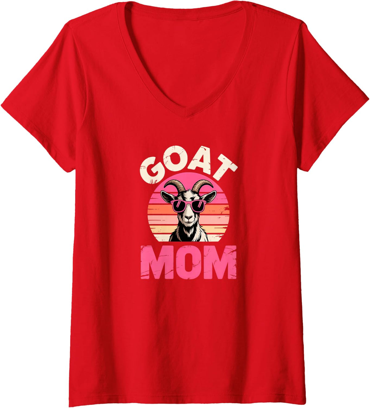 Women's Goat Mom V-Neck T-Shirt - Red