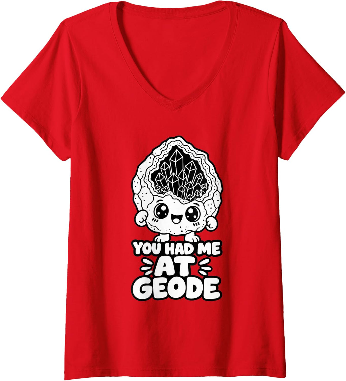Women's Geology You Had Me At Geode Funny Cute Crystal Kids V-Neck T-Shirt - Red