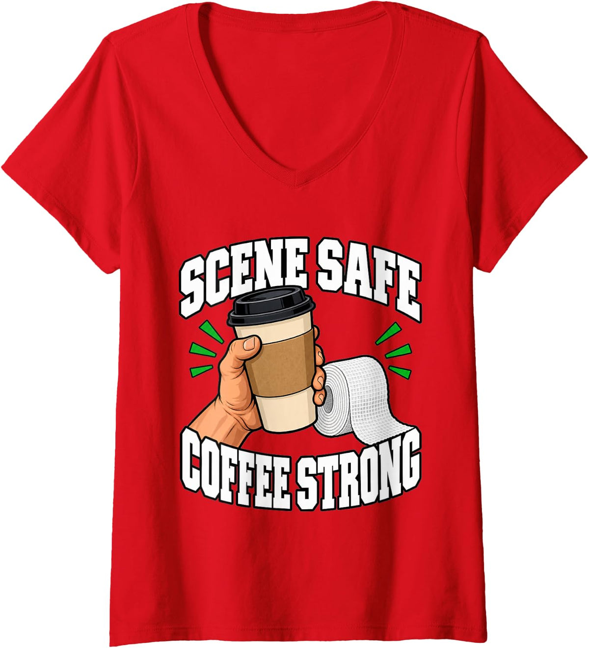 Women's Paramedic Scene Safe Coffee Strong First Responder Gauze V-Neck T-Shirt - Red