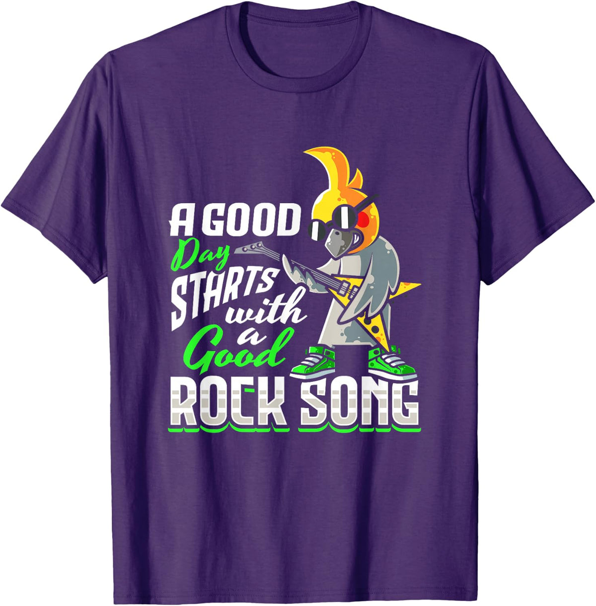 Cockatiel Bird Rock n Roll Design for a Rock music lover T-Shirt - Purple