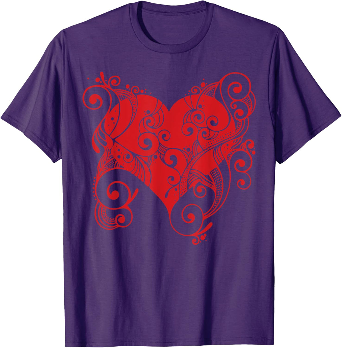 Beautiful Ornate Heart Celebrate Love and Valentine's Day T-Shirt - Purple