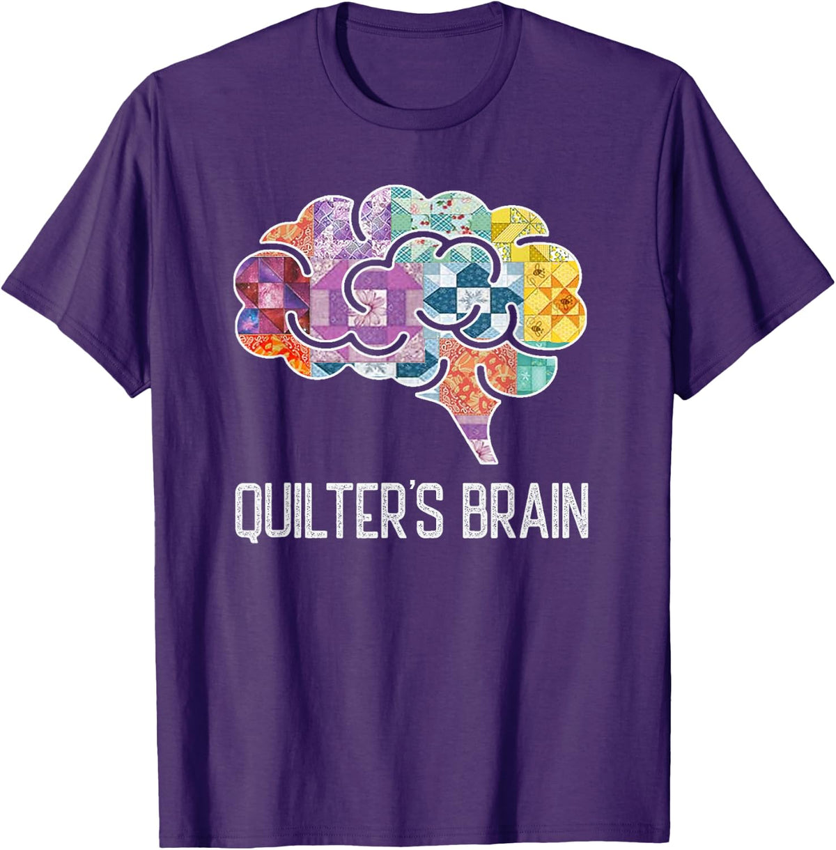 Piecemaker Mind Quilting Science Patchwork Quilter's Brain T-Shirt - Purple